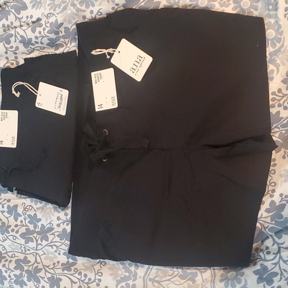 a.n.a mid-rise black shortie short...two pair of size 14.